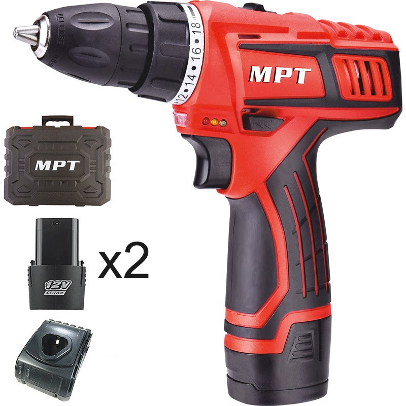 Шуруповерт Mastertool PROFI 12V Li-ion 1.5 Ач, 0-400/1400 об/мин, 10мм, 2 АКБ, кейс (MCDT1226.B2)