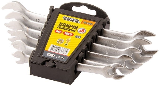 Набор рожковых ключей Mastertool 6 шт 6х7 - 16х17 мм (70-2106)