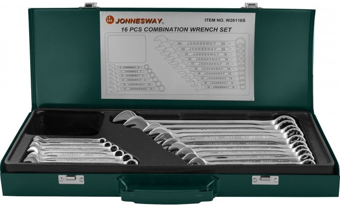 Набор комбинированных ключей Jonnesway 6-24 мм 16 предметов (W26116S)