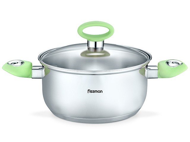 Кастрюля Fissman Janet 24x13.5 см/6.1 л со стеклянной крышкой (SS-5442.24)