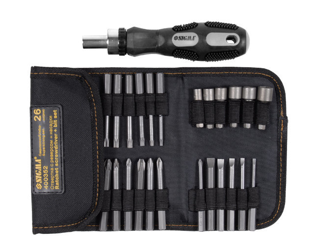 Отвертка Sigma + биты 18шт + насадки торцевые 6шт CrV (4002111)