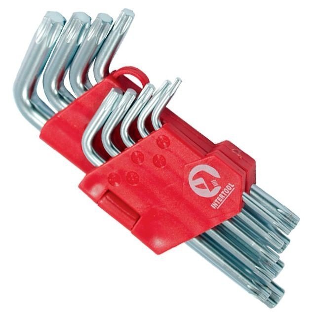 Набор Г-образных ключей TORX Intertool 9шт, Т10-Т50, CrV, Small (HT-0607)