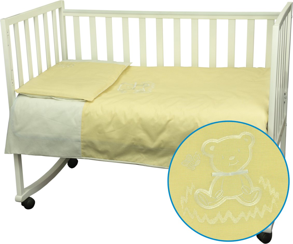 Комплект постельного белья Руно 60х120 см 3шт Детский Желтый Медвежонок с вышивкой (942ВУ_Жовтий)
