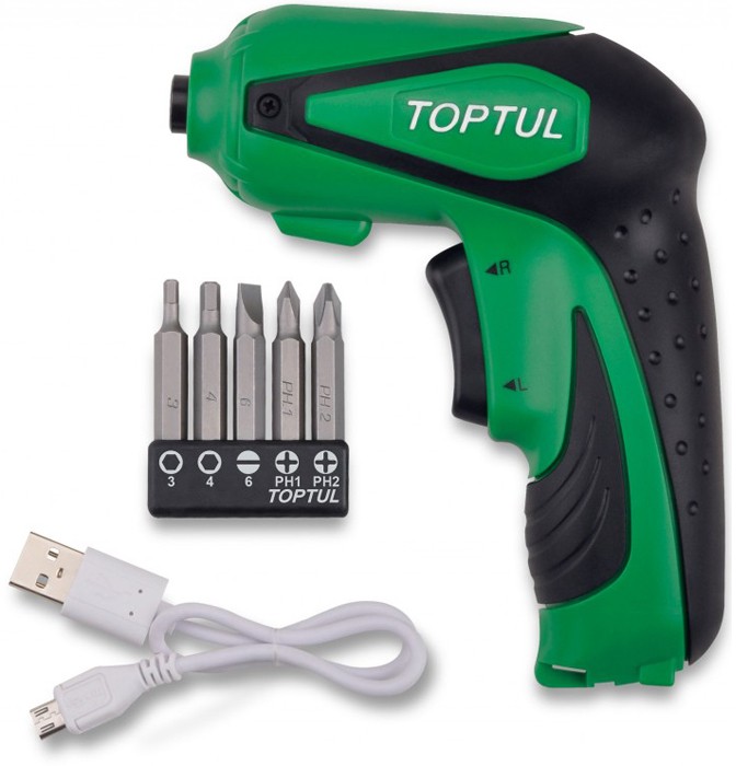 Электроотвертка Toptul 1/4" 3.6 V 3 Nm 350 об/мин (KPDB0803)