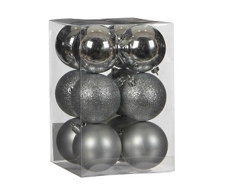 Елочные шарики House of Seasons комплект 12 шт серый (1025916)