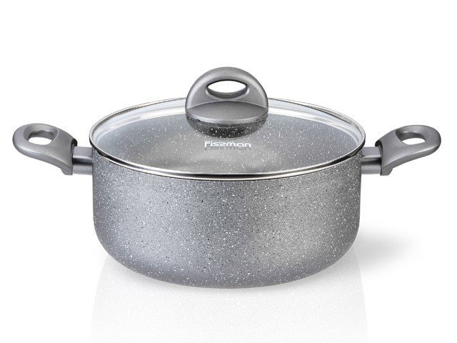 Кастрюля Fissman Moon Stone 26x11 см/5.5 л со стеклянной крышкой (AL-4410.26)