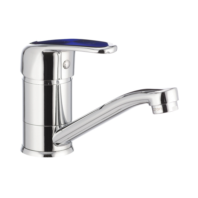 Смеситель для раковины CRON MAGIC 004 (излив 15 см) (синяя ручка) (CR0150)