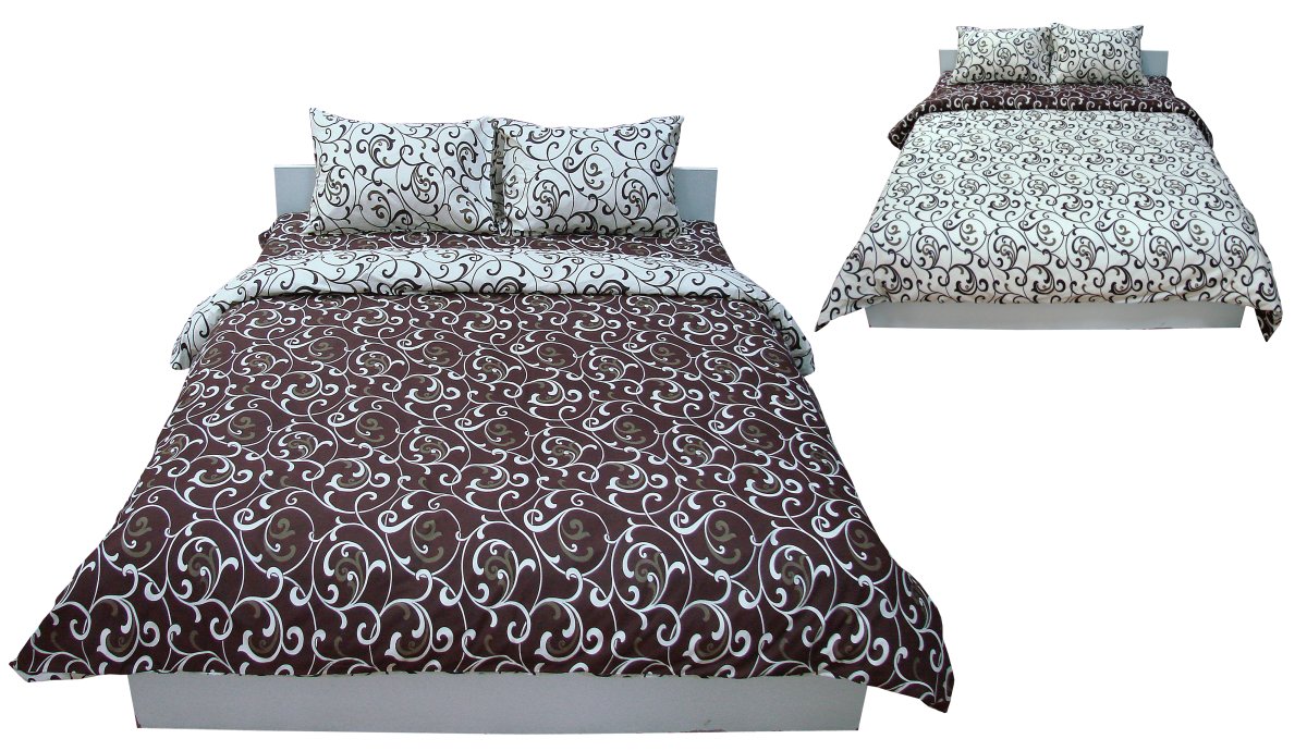 Комплект постельного белья Руно Завиток 200х220 см 4шт Двуспальный Коричневый (655.114БК_Завиток)