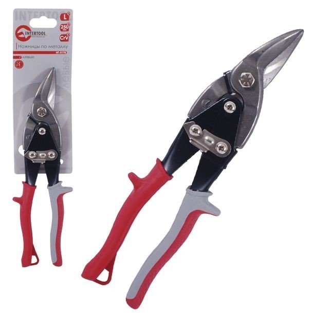 Ножницы по металлу Intertool 250мм левые CrV (HT-0178)