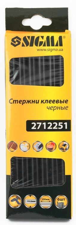 Стержни клеевые Sigma Ø11,2*200мм 6шт черные (2712251)