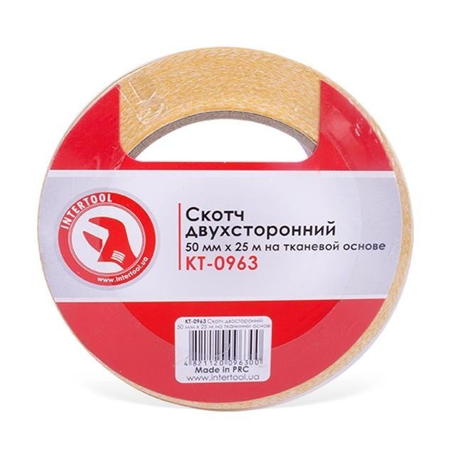 Скотч двухсторонний Intertool 50мм*25 м на тканевой основе (KT-0963)