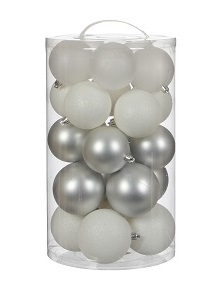 Елочные шарики House of Seasons комплект 23 шт микс белый и серебристый (1028453)