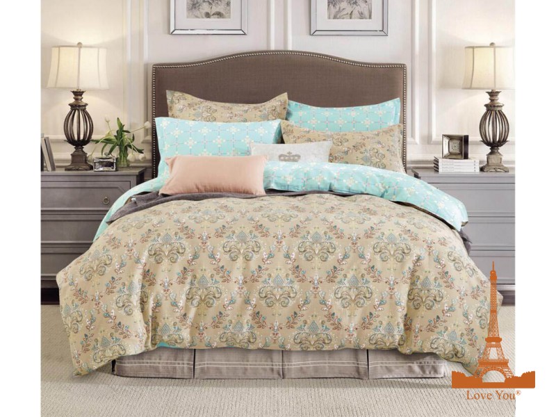 Комплект постельного белья Love you 220х230 см 4шт Евро Бежевый (Pattern 31)