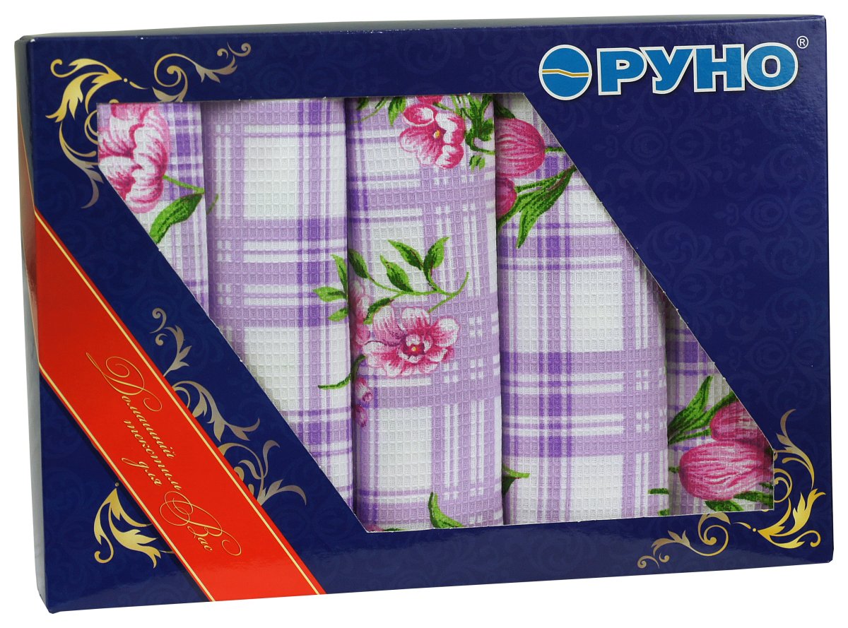 Набор вафельных полотенец Руно 45x80 см 5 шт (703.5_Бузковий тюльпан)