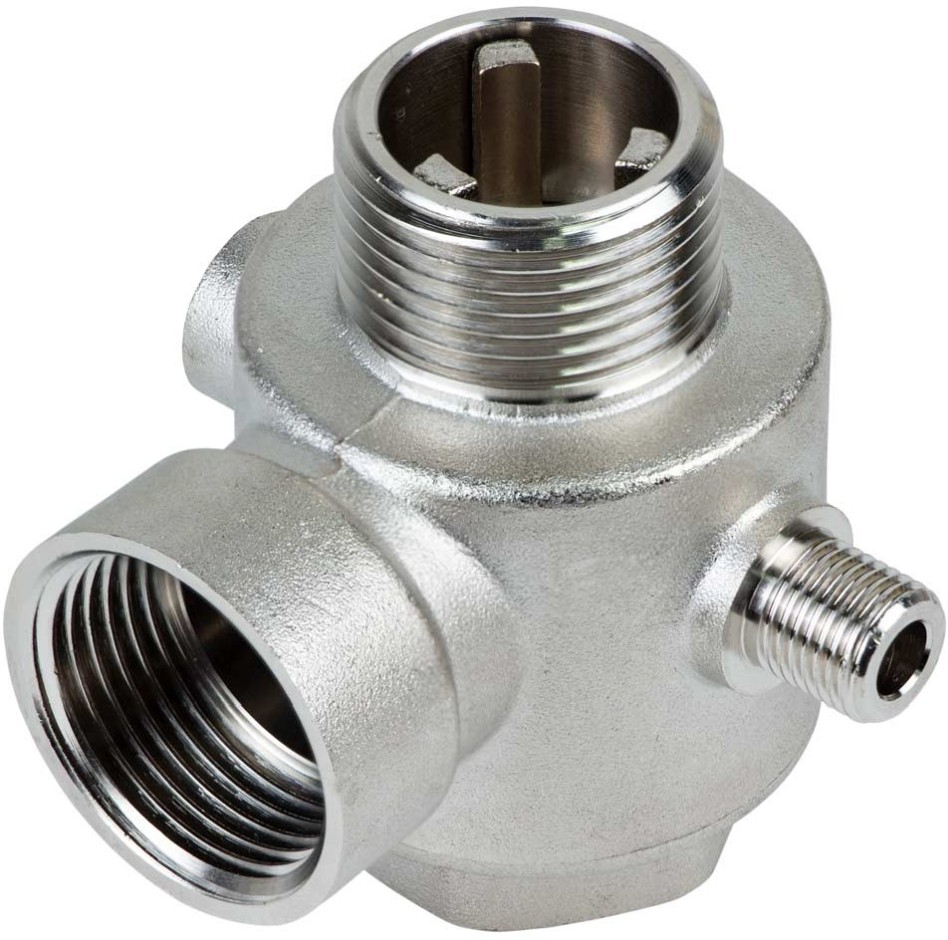 Соединитель пятивыводной + обратный клапан Aquatica 80мм 1”Мx1”Fx1”Fx¼”Mx¼”F Silver 480г (779601)