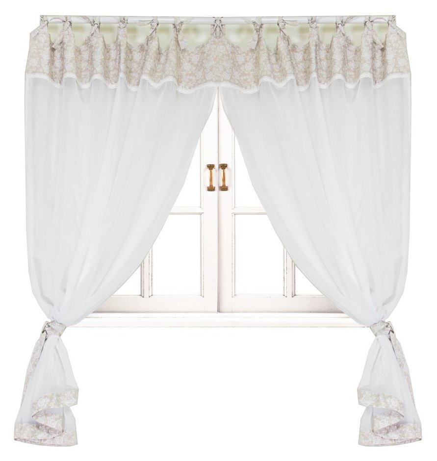 Штора Прованс White Rose Батист 250х145 см 2шт Белая роза с кантом и мережкой (.003674)