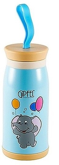 Термос Gipfel 0.35 л голубой с рисунком (8158)