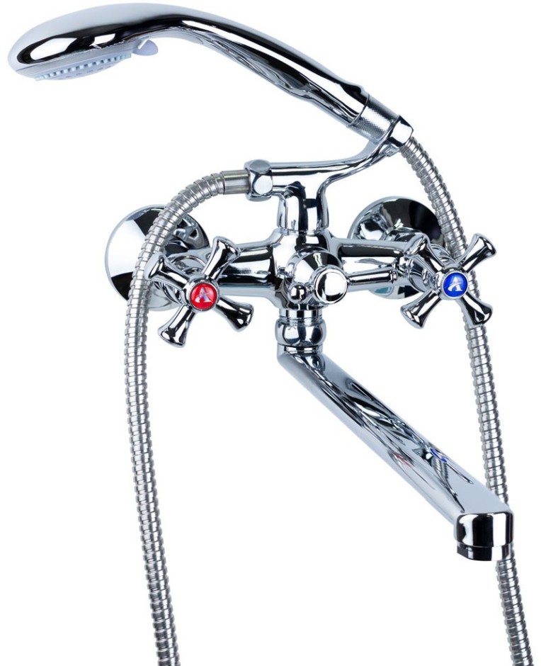 Смеситель для ванны Aquatica PL 1/2" гусак прямой 350мм дивертор встроенный шаровый (PL-5C255C)