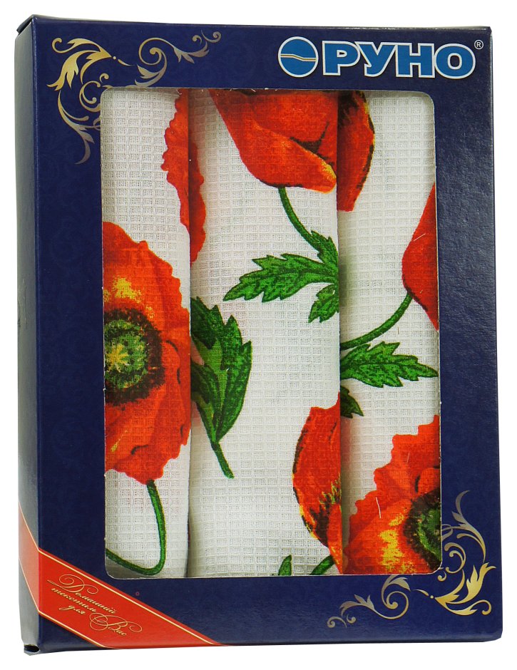 Набор вафельных полотенец Руно 35x70 см 3 шт (707_Маки)