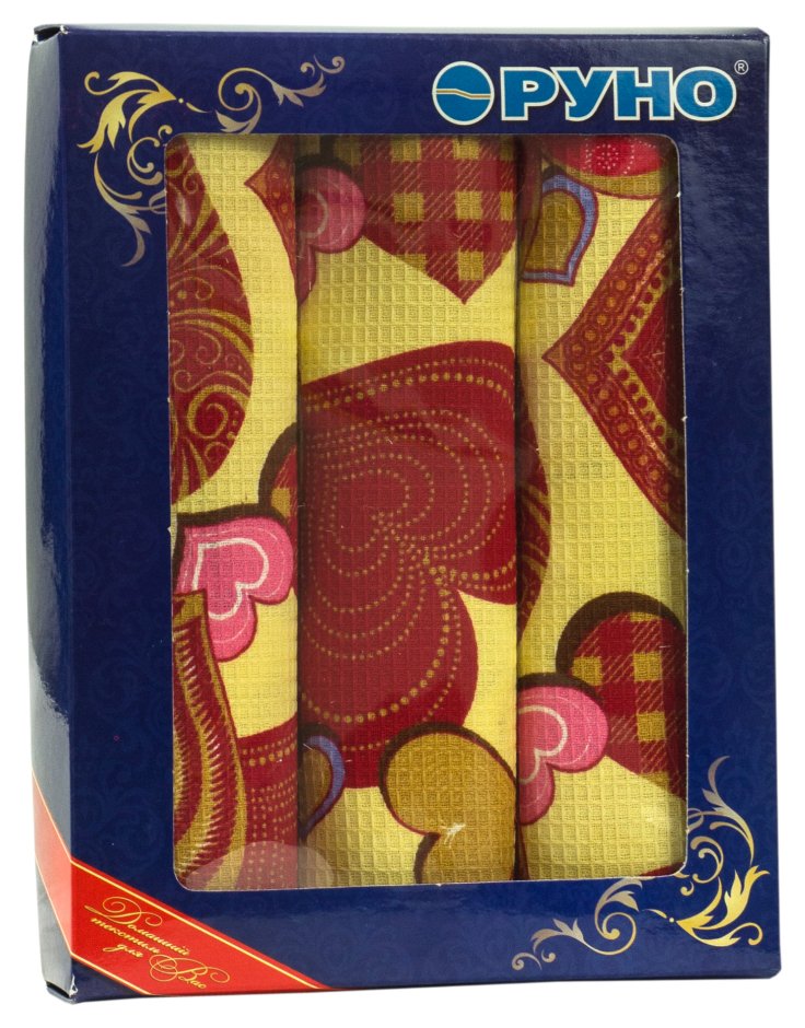 Набор вафельных полотенец Руно 35x70 см 3 шт (707_Сердечко)