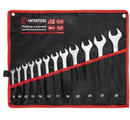 Набор ключей комбинированных Intertool 12 шт 8-30 мм Cr-V (HT-1251)