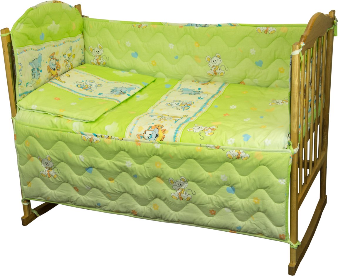 Комплект постельного белья Руно 60х120 см 4шт Детский Салатовый мышка с сыром (977У_(Салатовий) мишк