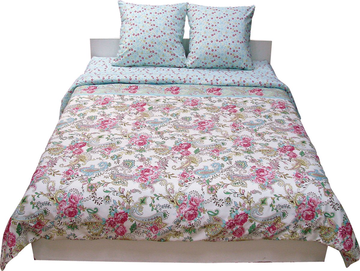 Комплект постельного белья Руно Цветочная Поляна 200х220 см 4шт Двуспальный Голубой (655.52Аsian des