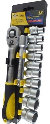 Набор насадок торцевых с трещоткой Сталь 1/2" 12 предметов (71313)