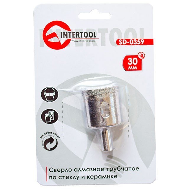 Коронка трубчатая Intertool по стеклу и керамике 30мм (SD-0359)