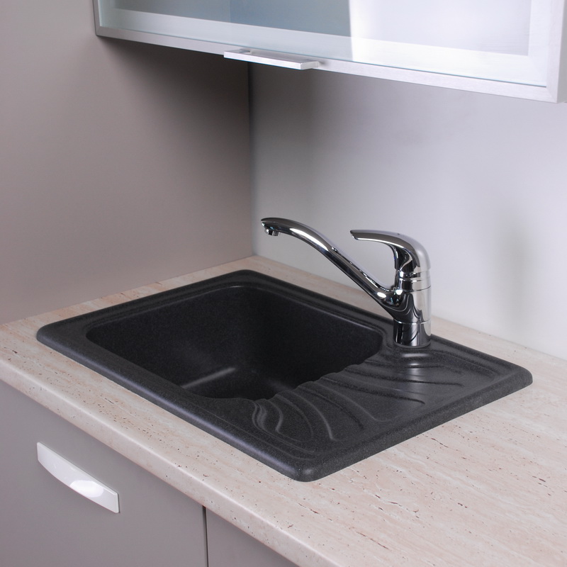 Кухонная мойка Fancy Marble (Буль-Буль) FILADELFIA 640х435х195 cветло-черная (103060004)