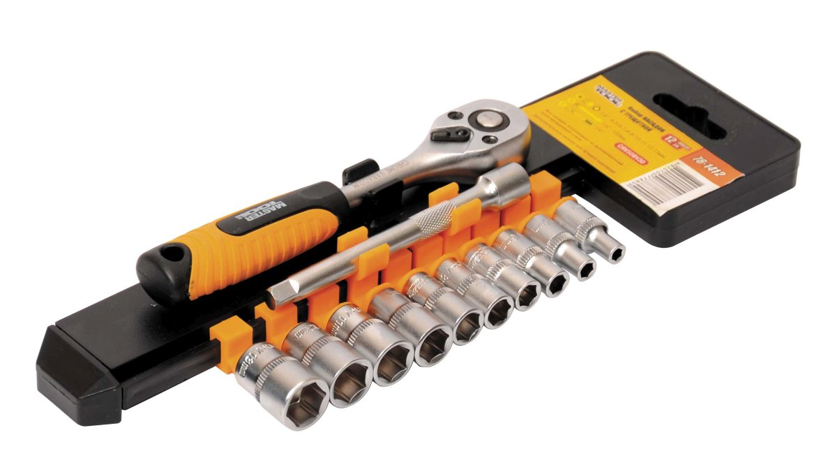 Набор насадок торцевых Mastertool 1/4” с трещоткой 72 зуба, 12 шт CrV (78-1412)