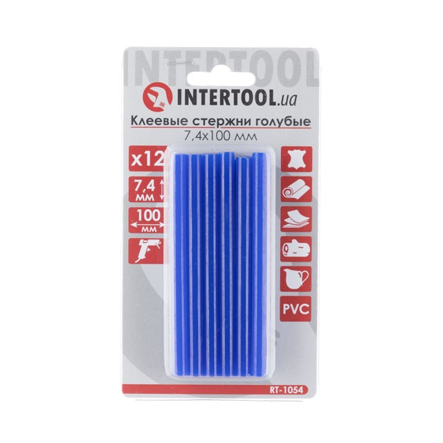 Комплект клеевых стержней Intertool голубых 7.4мм*100мм, 12шт (RT-1054)