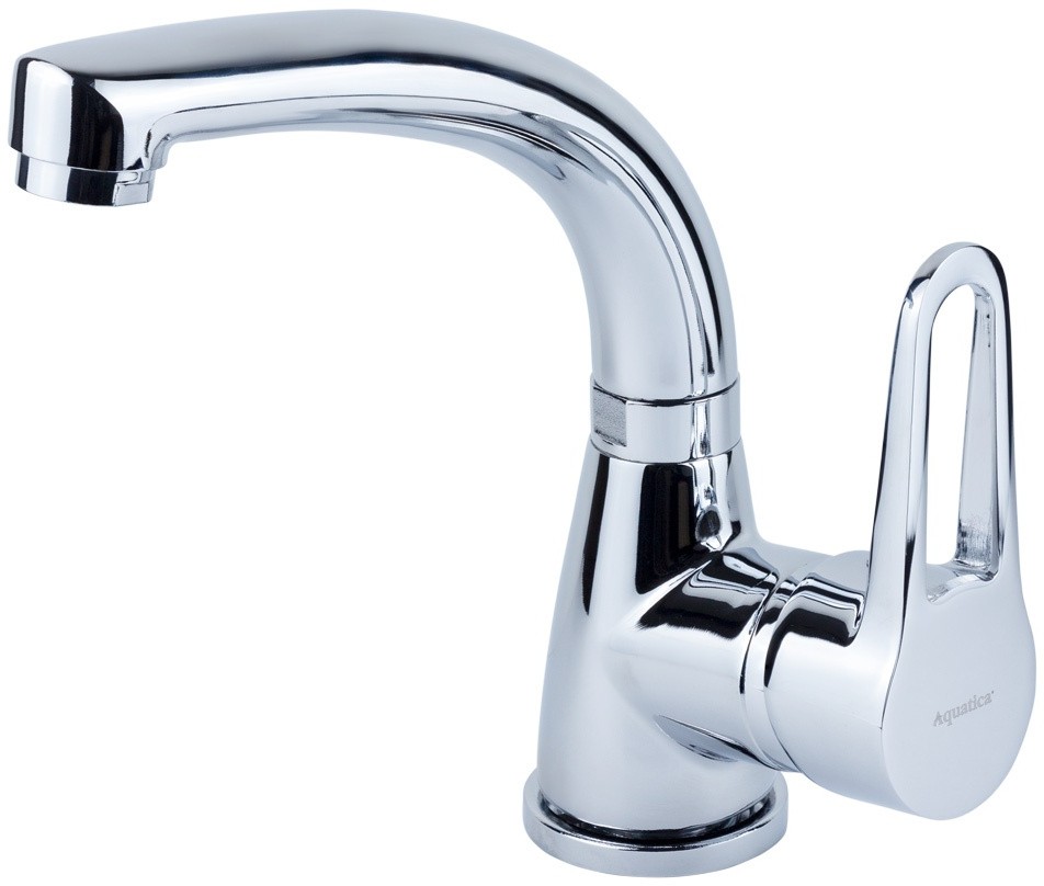 Смеситель для раковины Aquatica HL D35 гусак изогнутый на гайке (HL-1A230C)