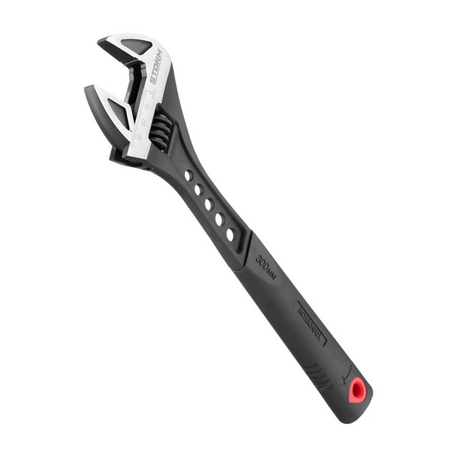 Ключ разводной Intertool 300мм кованный, рукоятка TPR, HRC 40-50, Cr-V STORM (XT-0085)