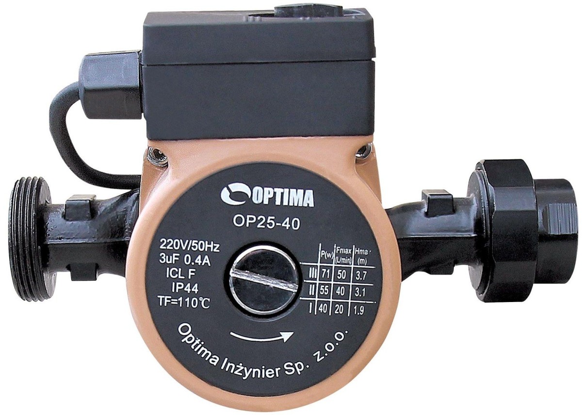 Насос циркуляционный Optima OP25-40 130 мм + гайки + кабель с вилкой