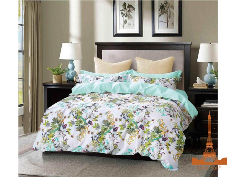 Комплект постельного белья Love you 180х230 см 4шт Полуторный Голубой (Pattern 106)