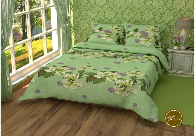 Постельное белье Leleka-Textile Полиэстер 200х220 Зеленое Евро