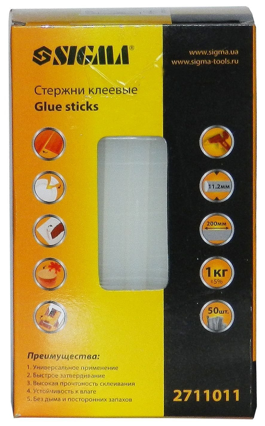 Стержни клеевые Sigma Ø11.2*200мм 50шт 1кг прозрачные (2711011)