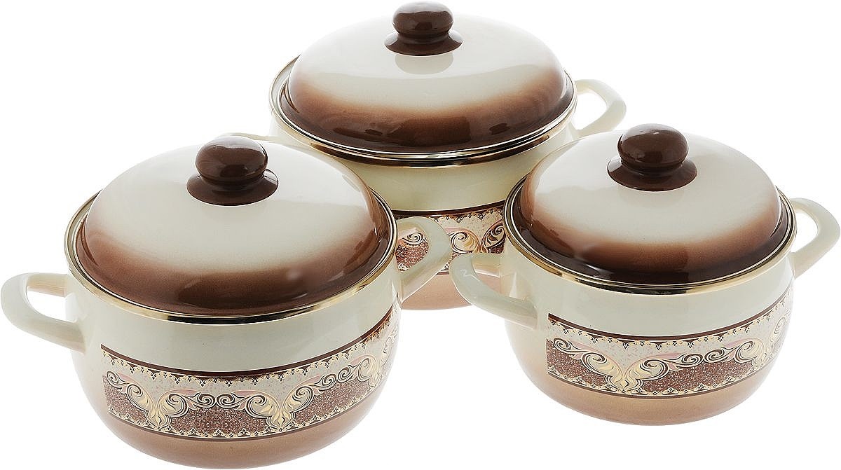 Набор эмалированных кастрюль Metrot Терракот 6 предметов 2178p (134717)