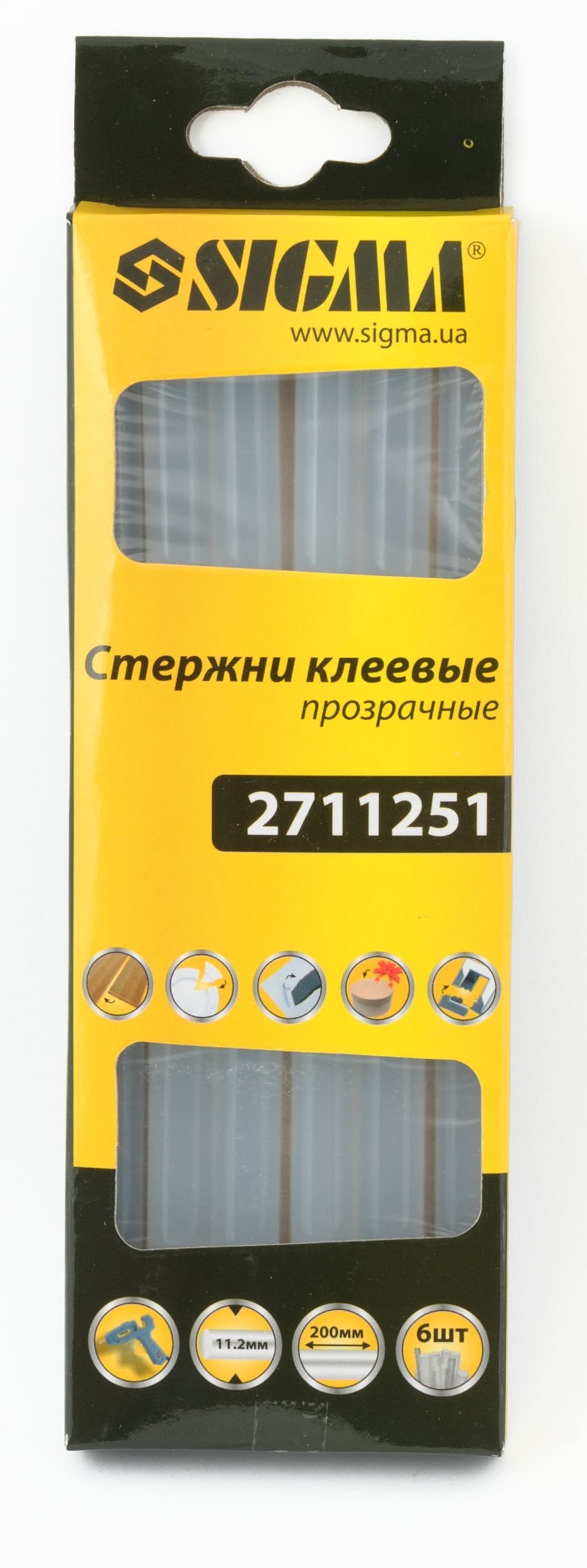 Стержни клеевые Sigma Ø11.2*200мм 6шт прозрачные (2711251)