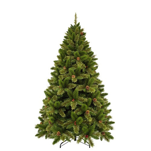 Ель TriumphTree Dewberry 230 см зеленая с декоративными шишками и ягодами (1016030)