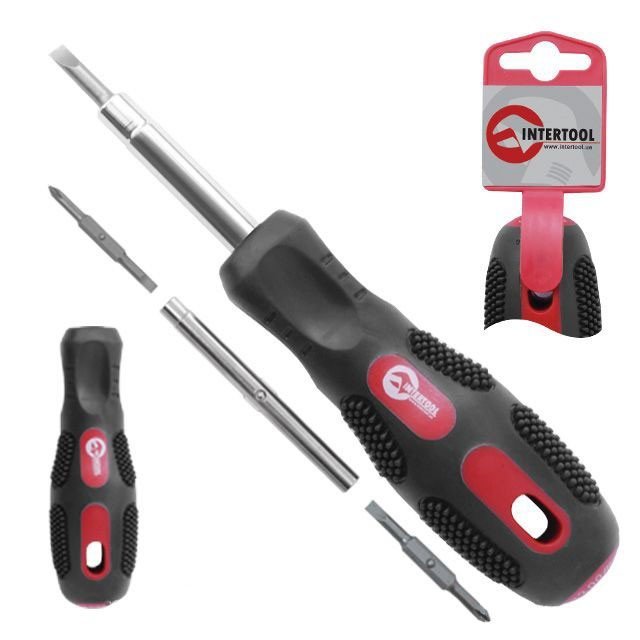 Отвертка Intertool 6в1 обрезиненная ручка (VT-1004)