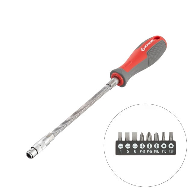 Отвертка с гибким удлинителем и комплектом насадок 9ед Intertool (VT-3342)
