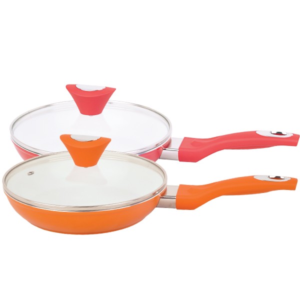 Сковорода Maestro Ceramic с крышкой 26 см красная (MR-1209-26)