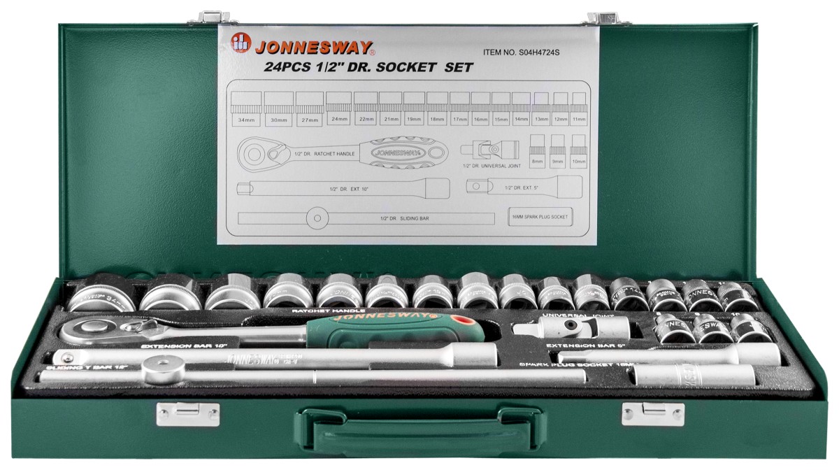 Набор торцевых головок Jonnesway 1/2"DR 8-34 мм 24 шт (S04H4724S)