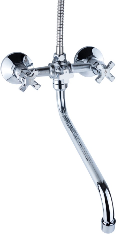 Смеситель для ванны Aquatica QN 1/2" гусак изогнутый дивертор встроенный шаровый (QN-2C458C)