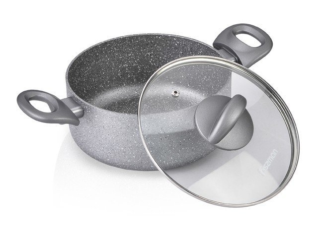 Кастрюля Fissman Moon Stone 20x9 см/2.8 л со стеклянной крышкой (AL-4408.20)