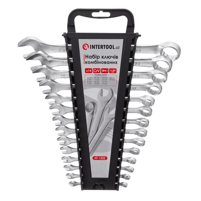Набор ключей комбинированных Intertool 14 шт, 6-24мм, Cr-V (HT-1252)