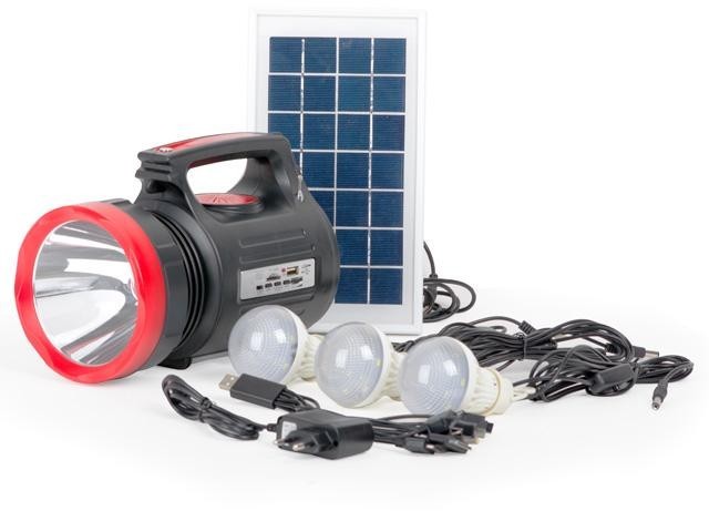 Фонарь аккумуляторный Intertool 1LED 5W + 22 SMD, выносные 3 led лампы, кабель 3м, радио (LB-0104)