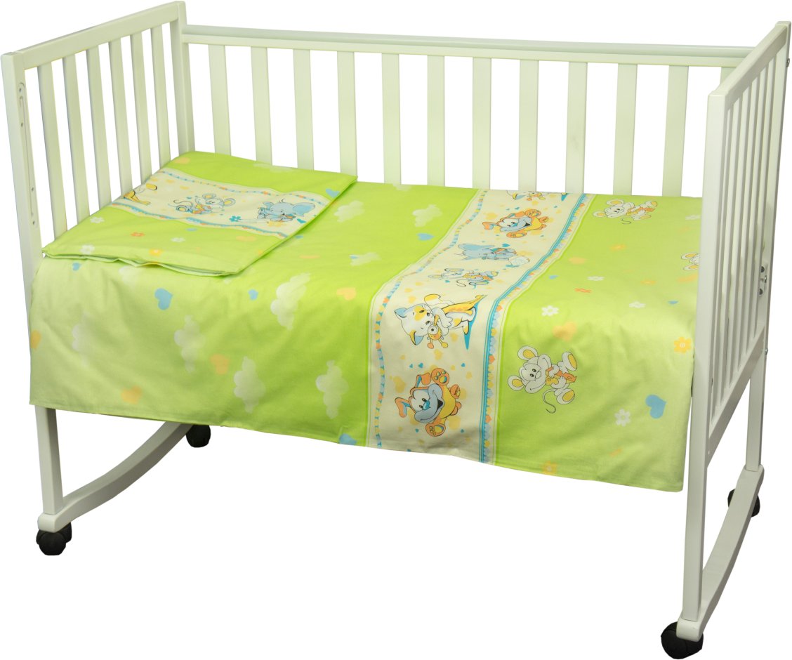 Комплект постельного белья Руно Младенец 60х120 см 3шт Детский Салатовый мышка с сыром (932.02_(Сала
